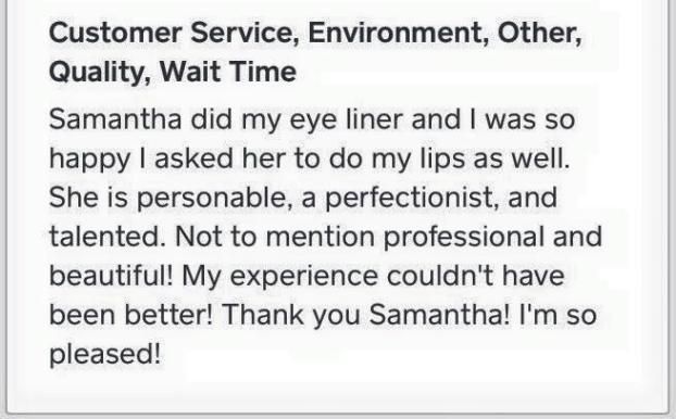 A happy customer of Permanent Cosmetics By Samantha